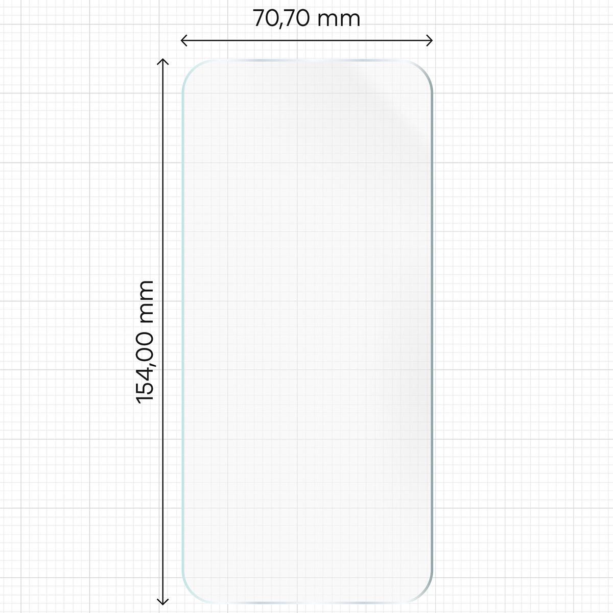 Measuring tape with dimensions of Bizon Film Hydrogel Front Duo for Oppo Reno16 F / Reno16 FS 5G