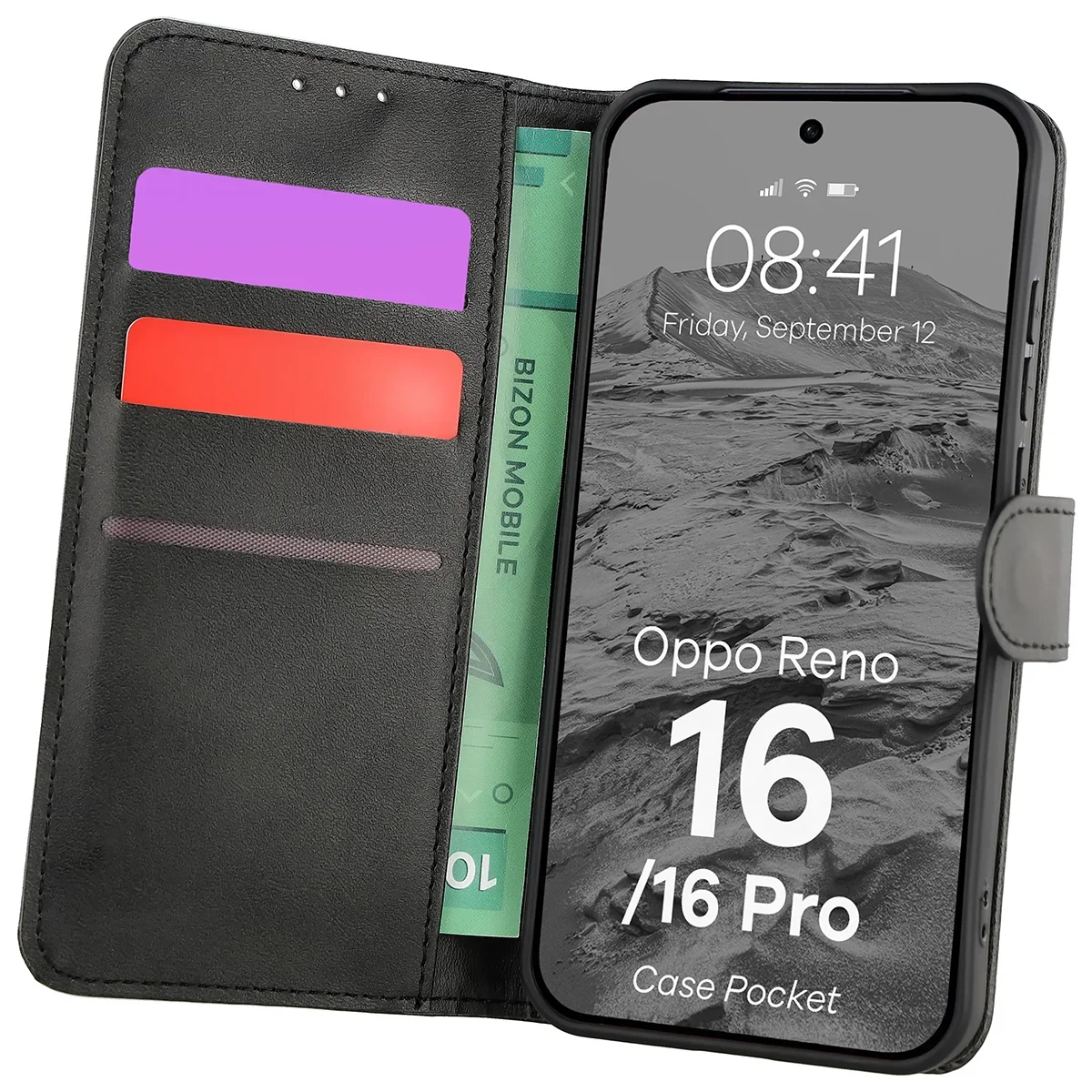 Flap case with card slots Bizon Case Pocket for Oppo Reno16 / Reno16 Pro 5G