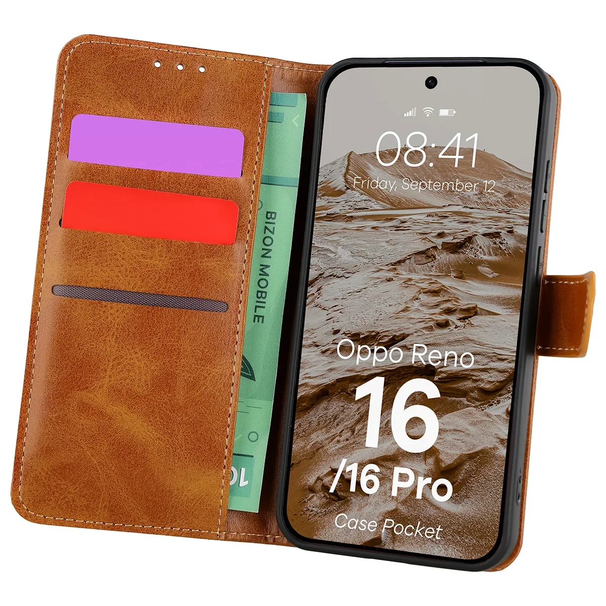 Flap case with card slots Bizon Case Pocket for Oppo Reno16 / Reno16 Pro 5G