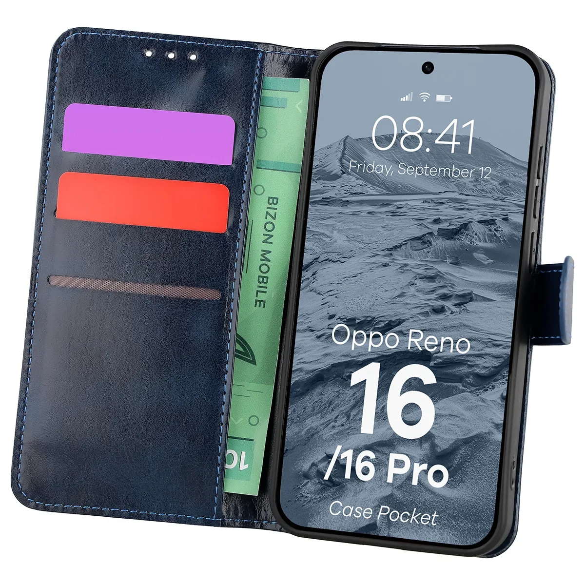Flip case with card slots Bizon Case Pocket for Oppo Reno16 / Reno16 Pro 5G