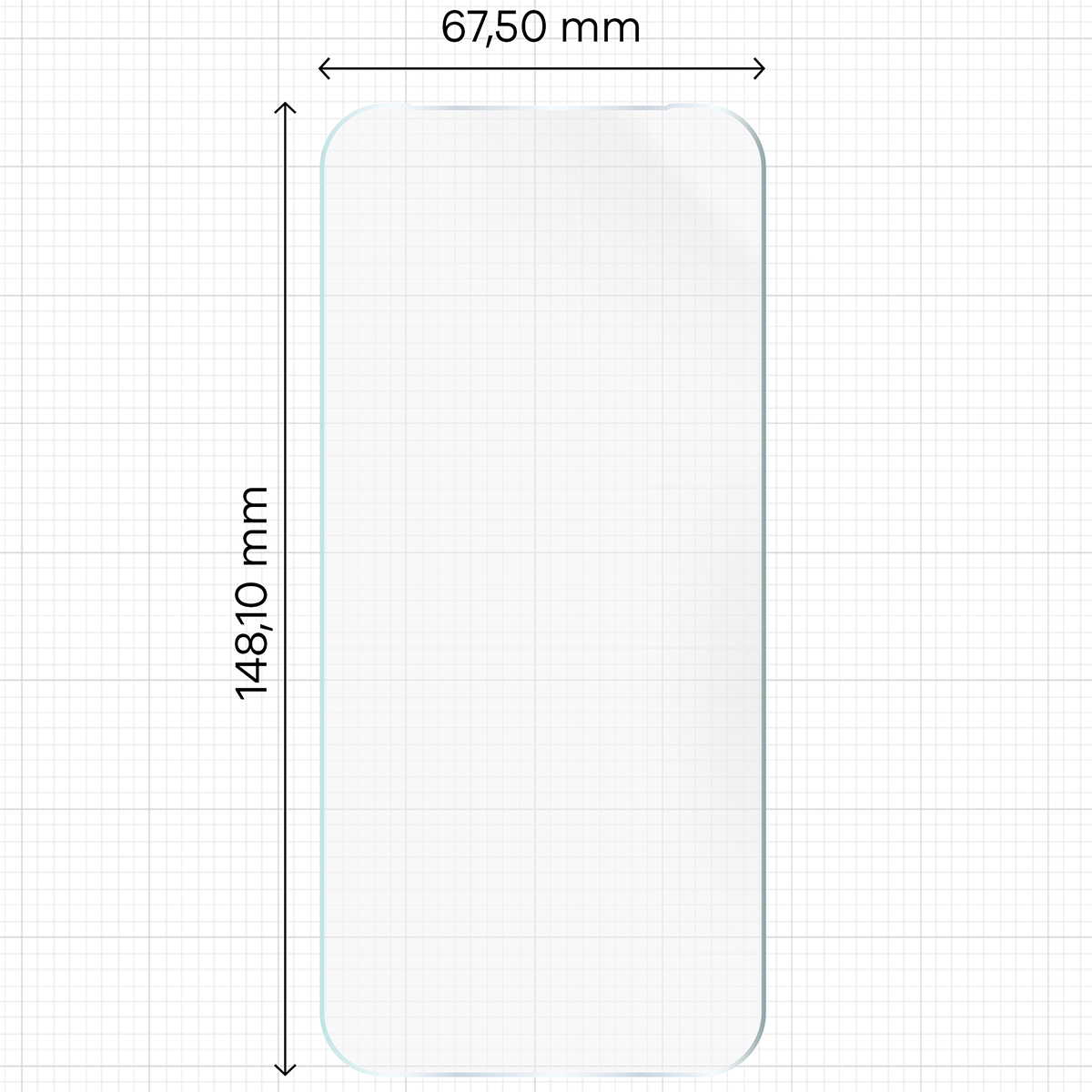 Measuring tape with dimensions of Bizon Film Hydrogel Front Duo for Oppo Reno16 / Reno16 Pro 5G