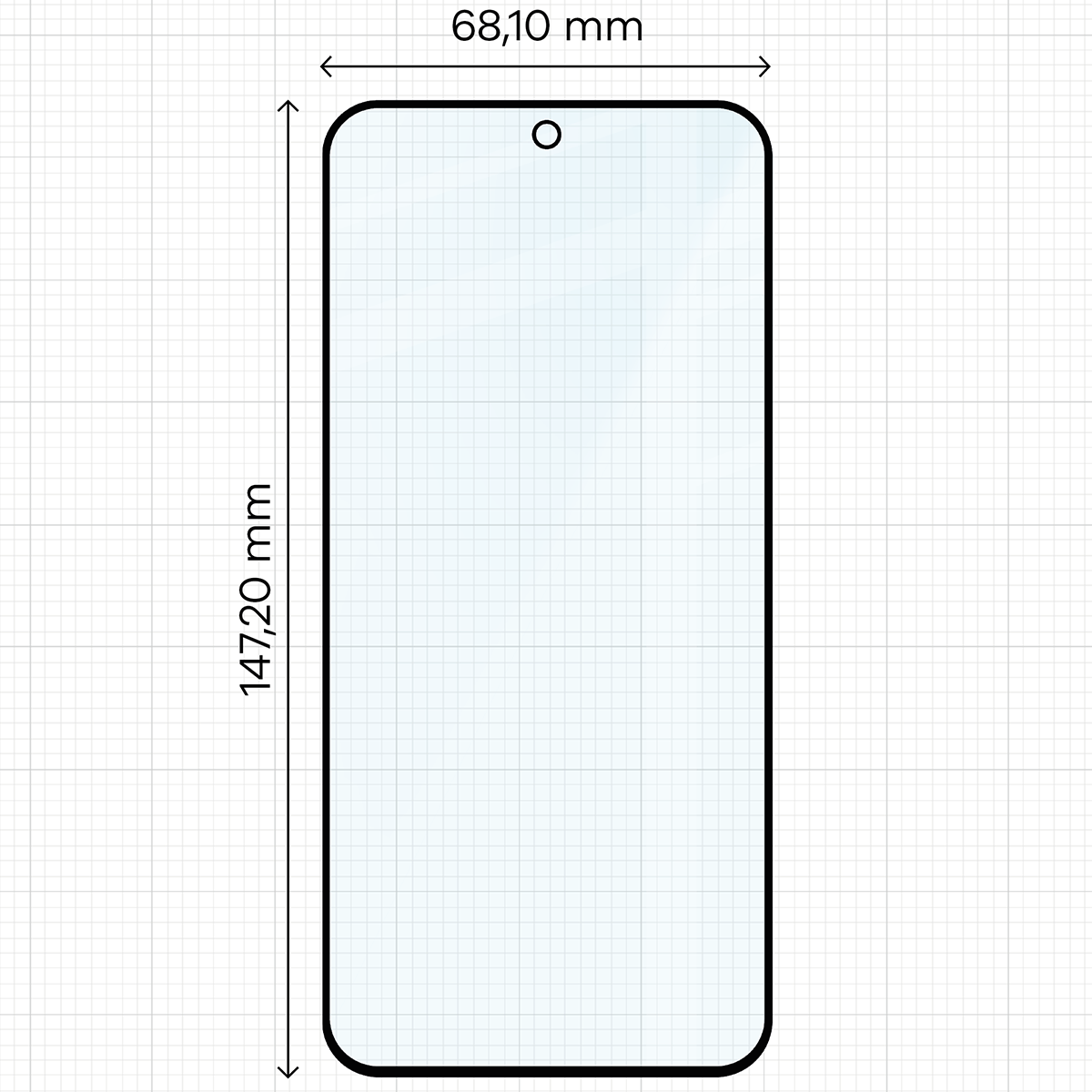 Wymiary szkła na miarce dla Oppo Reno16 / Reno16 Pro 5G