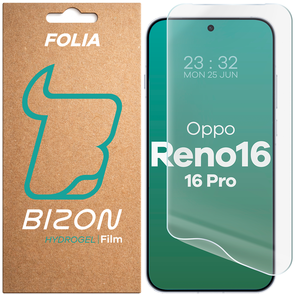Box and hydrogel film for screen Bizon Film Hydrogel Front for Oppo Reno16 / Reno16 Pro 5G