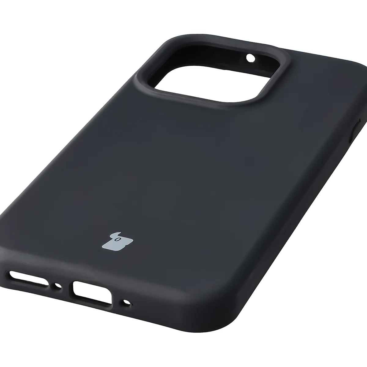 Zbliżenie na precyzyjne wycięcia i możliwość ładowania indukcyjnego w etui Bizon Soft Case do Oppo Reno16 / Reno16 Pro 5G