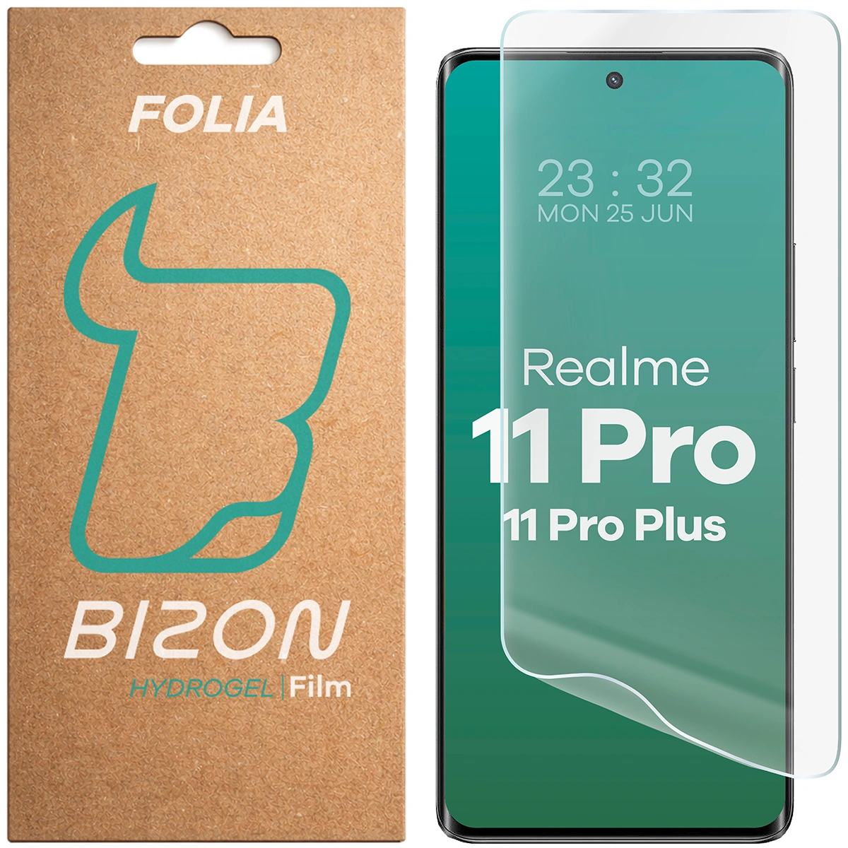 Pudełko i folia hydrożelowa na ekran Bizon Glass Hydrogel Front do Realme 11 Pro / 11 Pro Plus