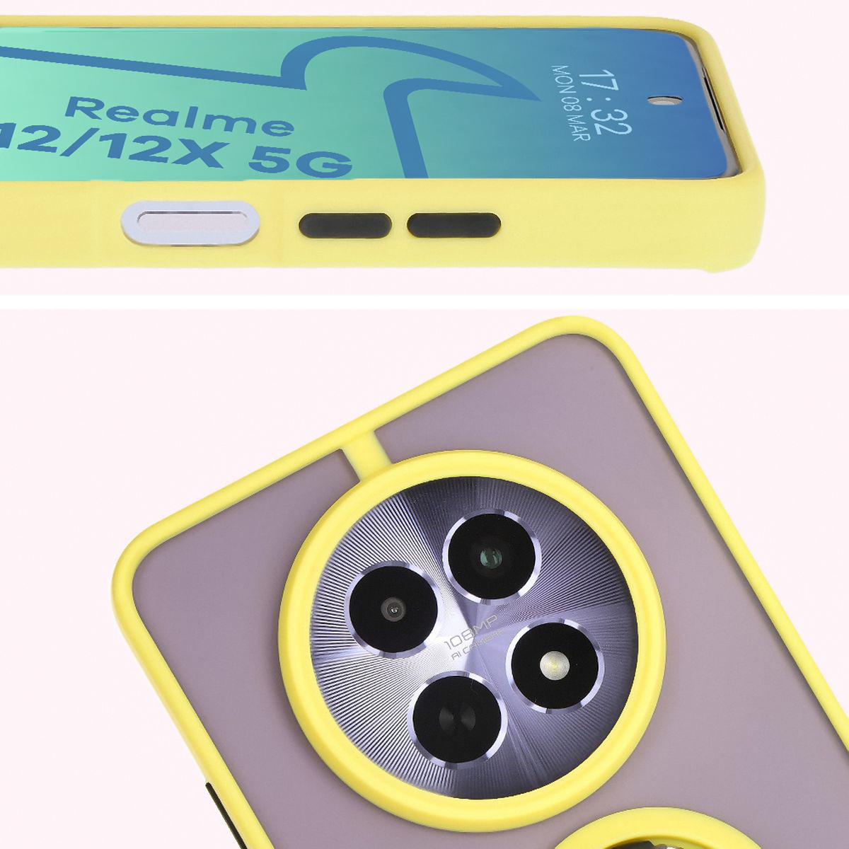 Close-up of raised edges near the display and camera island in Bizon Hybrid Ring case