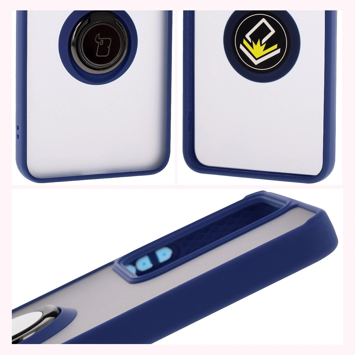 Eigenschaften der Bizon Case Hybrid Ring für Realme 14 5G / Realme 14T 5G: rutschfester Rahmen und mattes Design