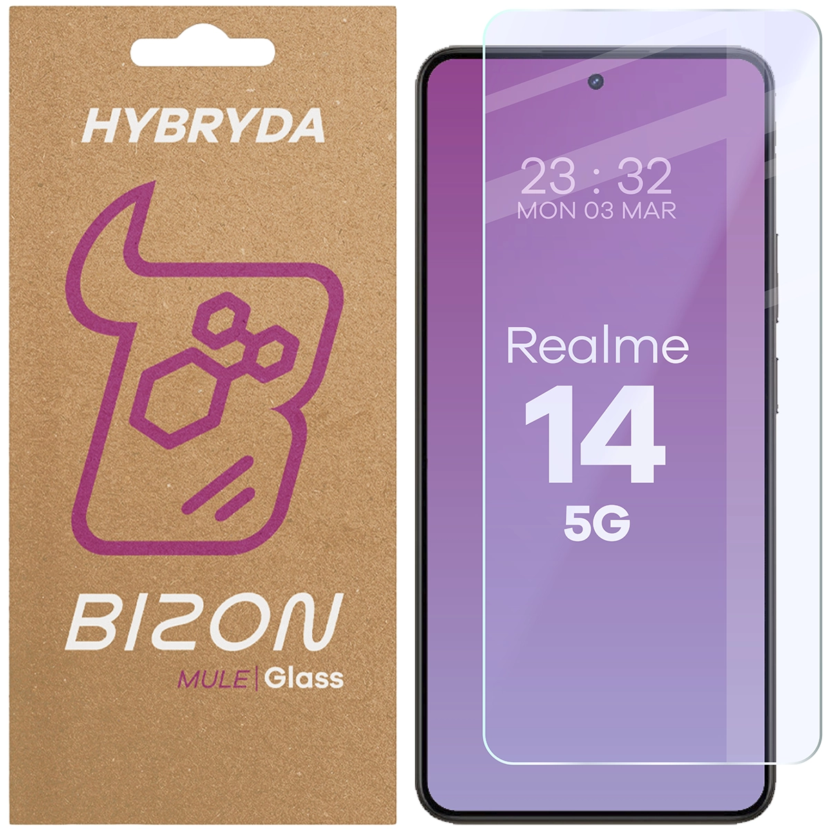 Szkło hybrydowe na ekran Bizon Glass Mule do Realme 14 5G