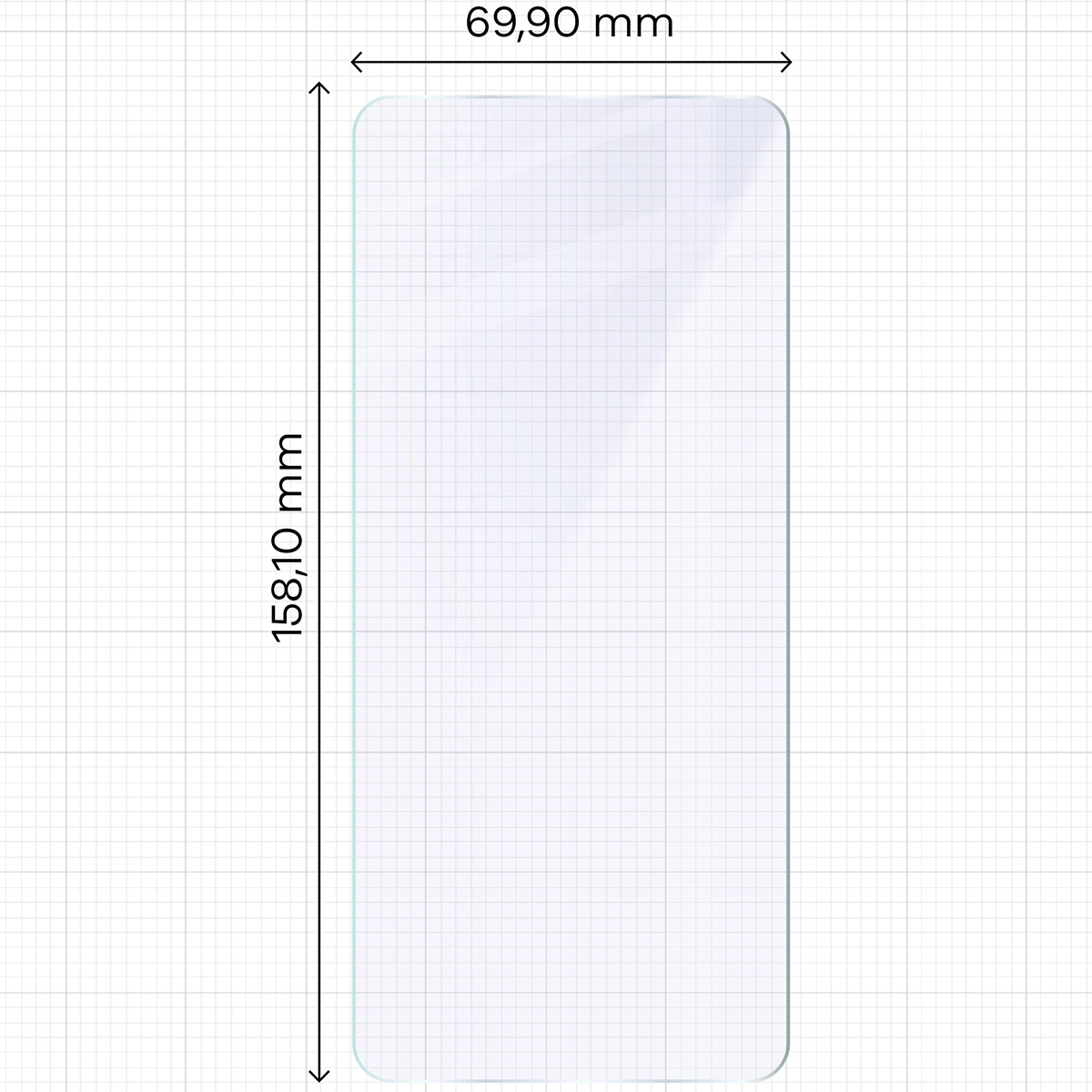 Miarka z wymiarami szkła hybrydowego Bizon Glass Mule do Realme 14 5G