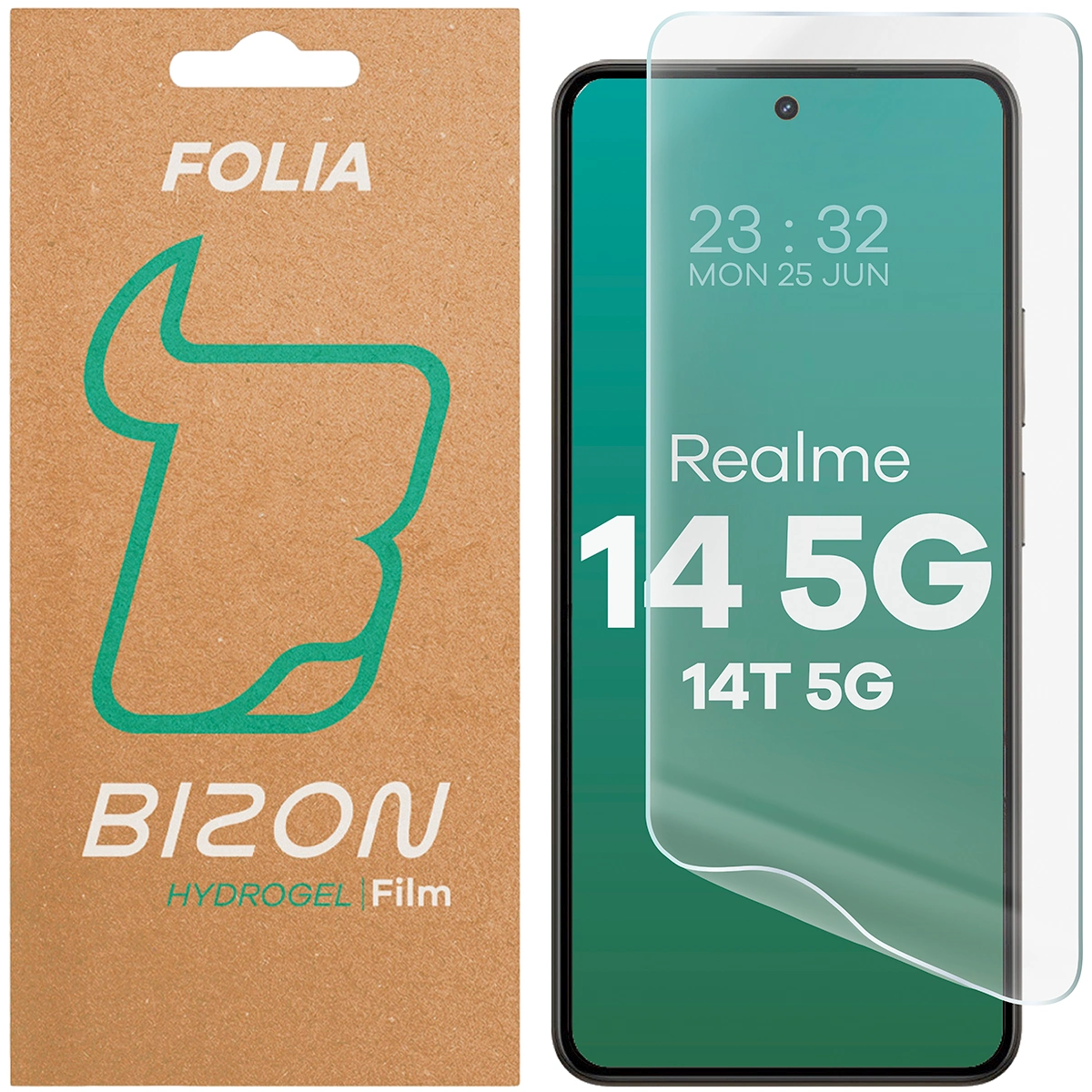 Pudełko i folia hydrożelowa na ekran Bizon Glass Hydrogel Front do Realme 14 5G / Realme 14T 5G