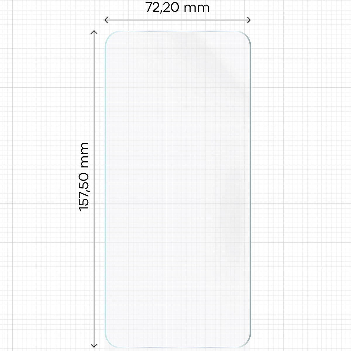 Miarka z wymiarami folii hydrożelowej Bizon Glass Hydrogel Front do Realme 14 5G / Realme 14T 5G