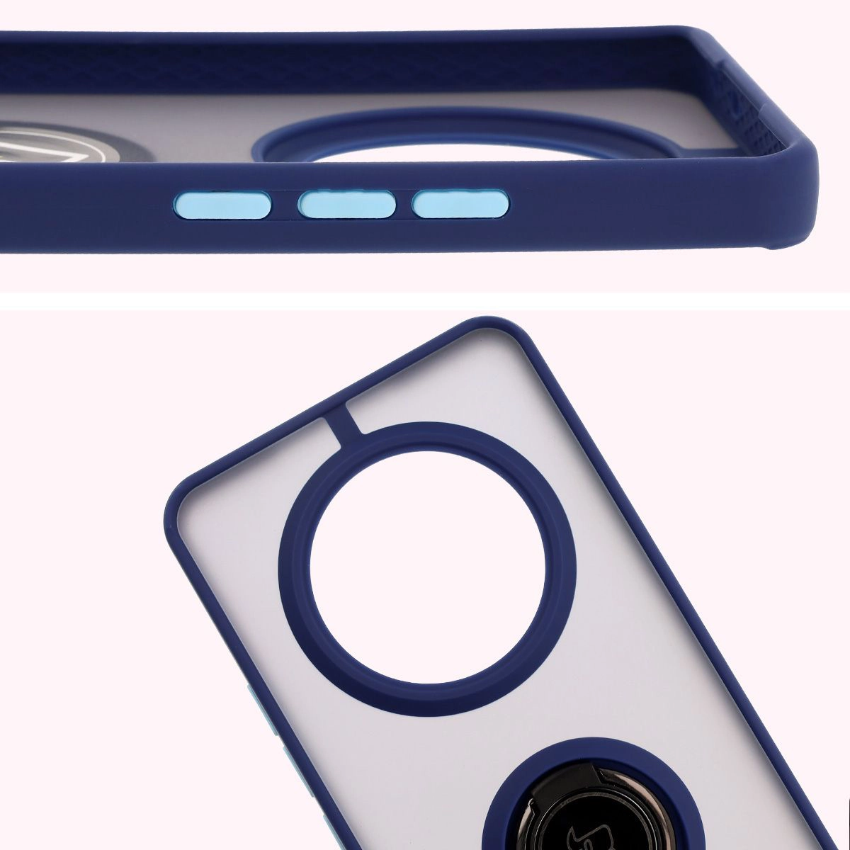 Close-up of raised edges around the display and camera island in Bizon Hybrid Ring case