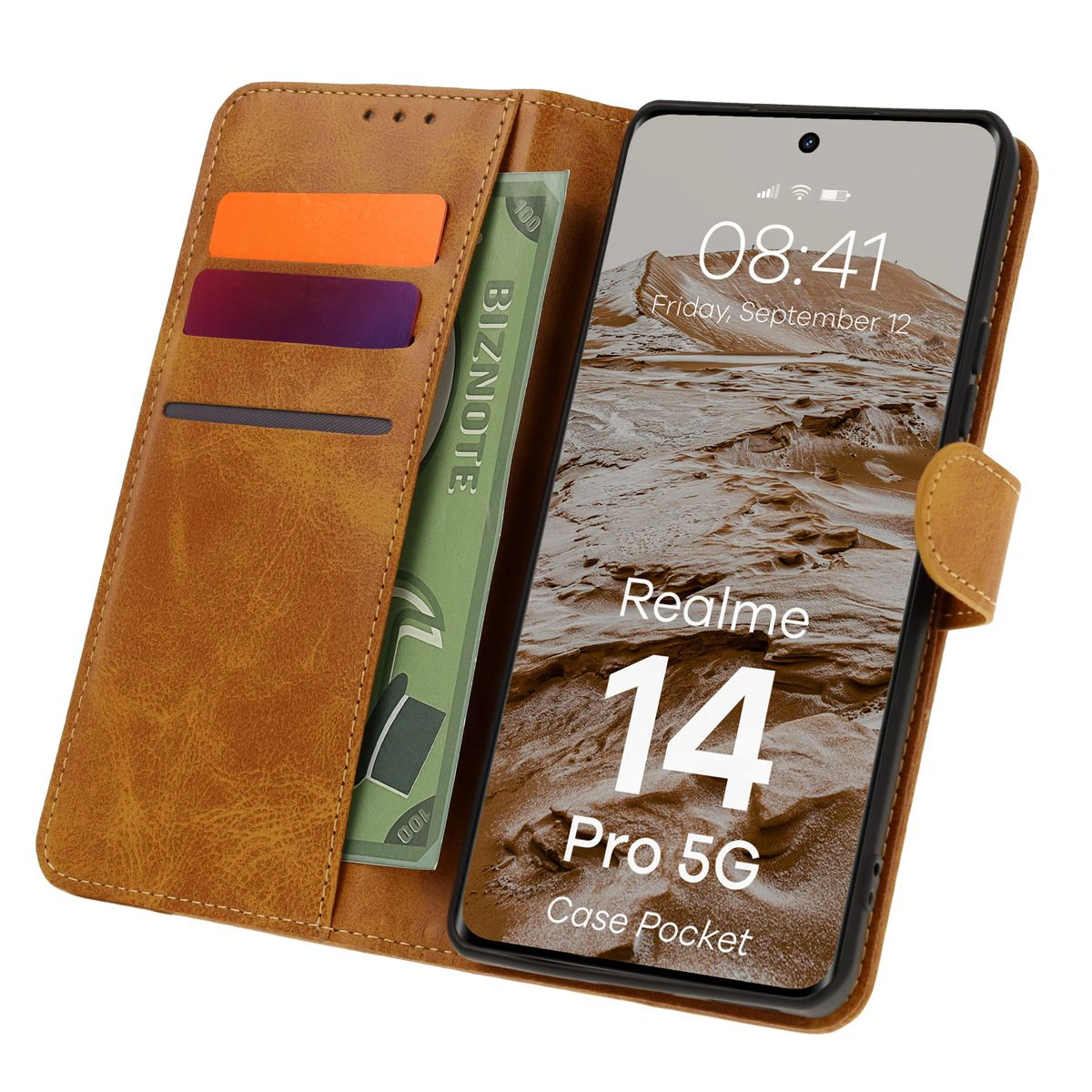 Flap case with card slots Bison Case Pocket for Realme 14 Pro 5G