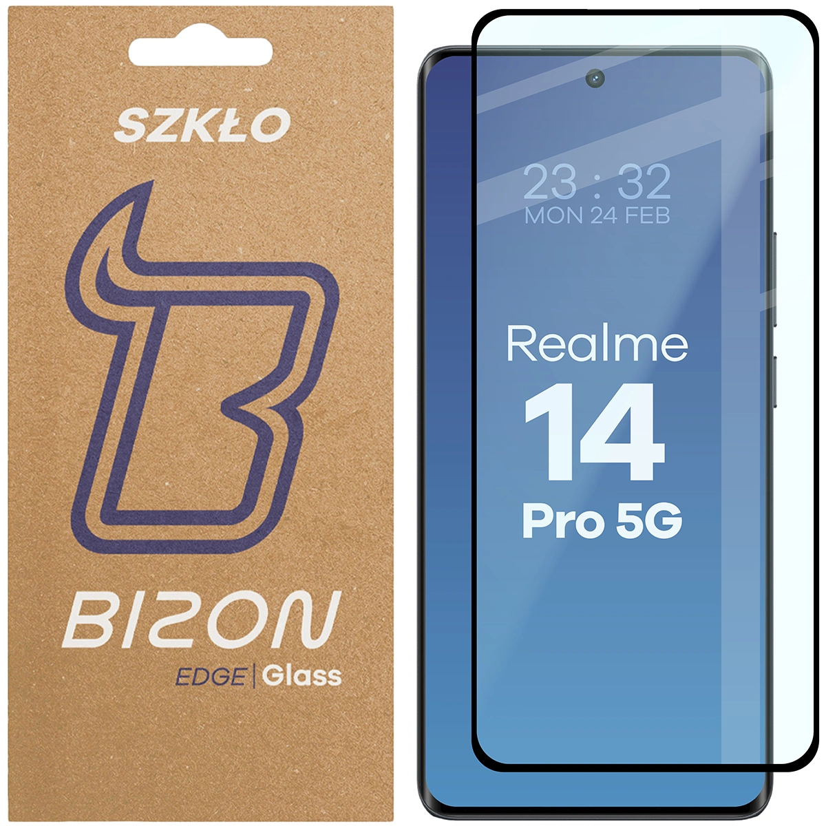 Bizon Glass Edge 3D tempered glass for Realme 14 Pro 5G, black frame