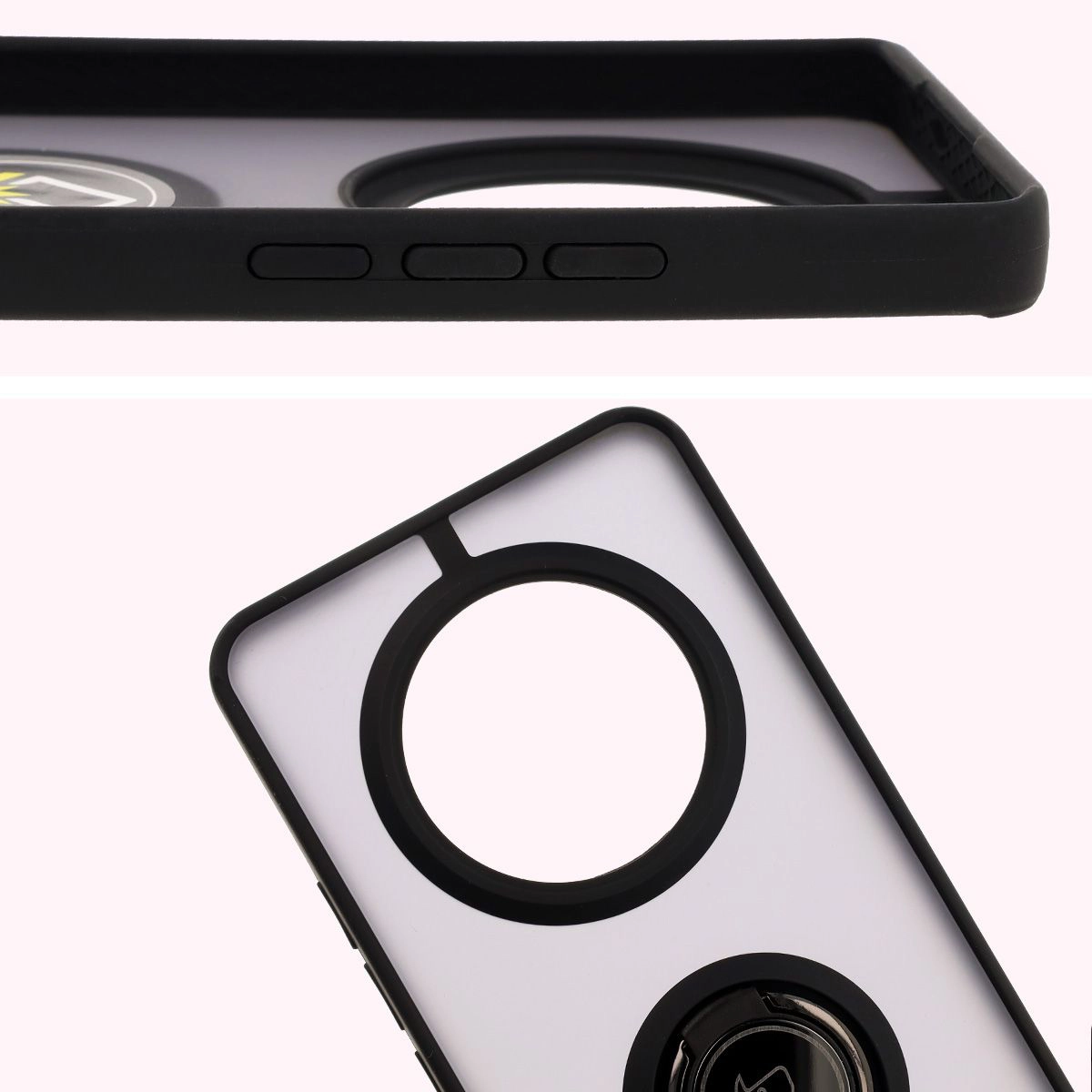 Close-up of raised edges around the display and camera island in Bizon Hybrid Ring case