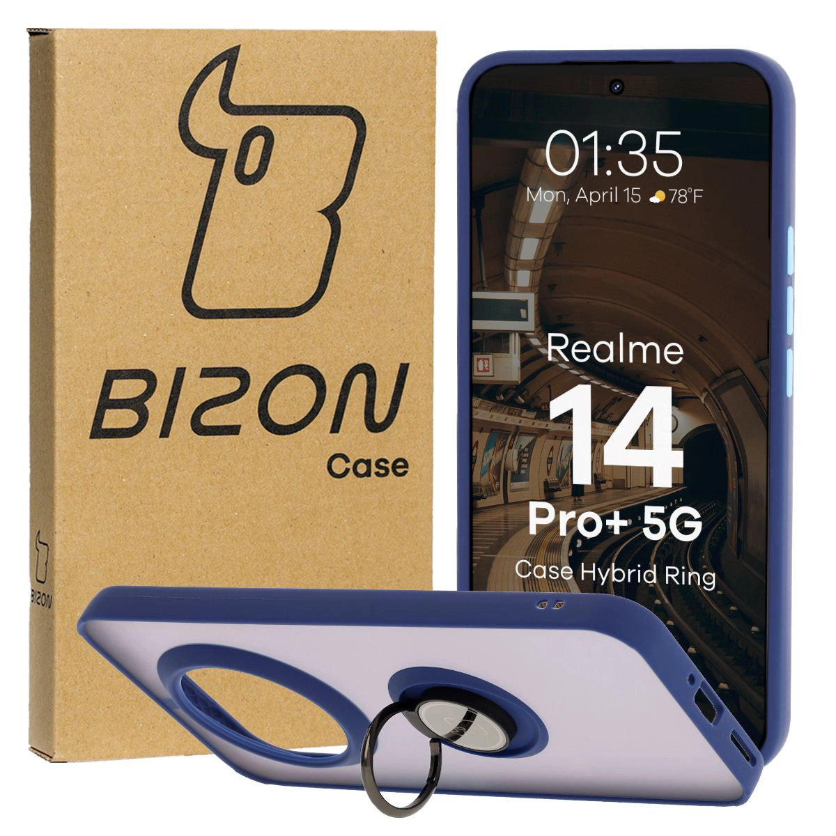 Bison Case Hybrid Ring Finger Grip Case for Realme 14 Pro Plus 5G
