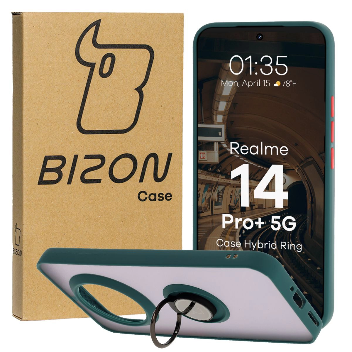 Bison Case Hybrid Ring Finger Holder Case for Realme 14 Pro Plus 5G