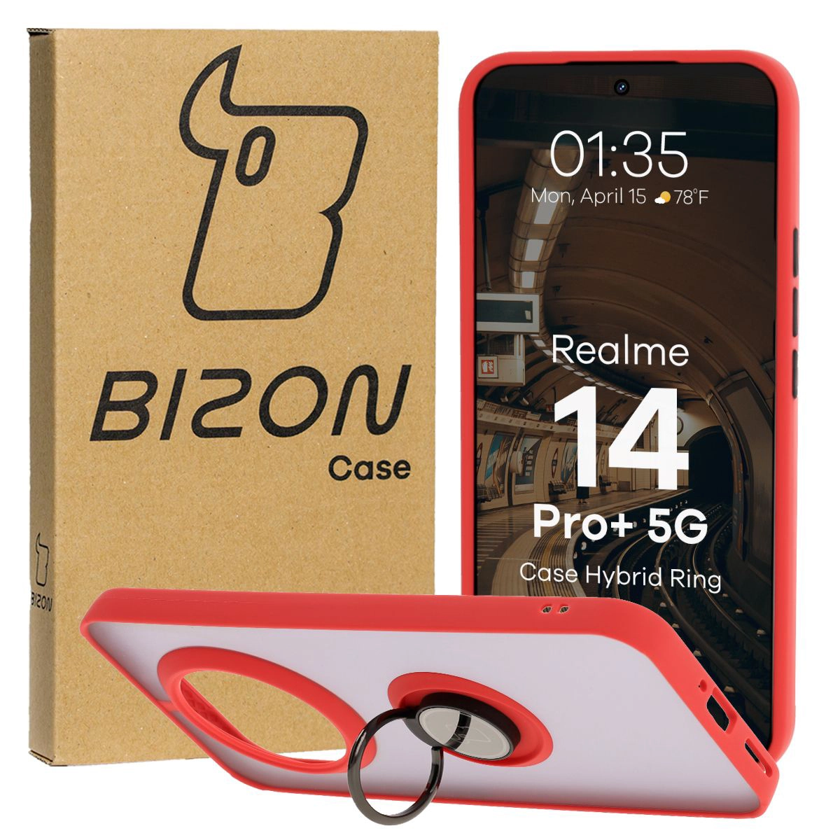 Bison Case Hybrid Ring Finger Holder Case for Realme 14 Pro Plus 5G