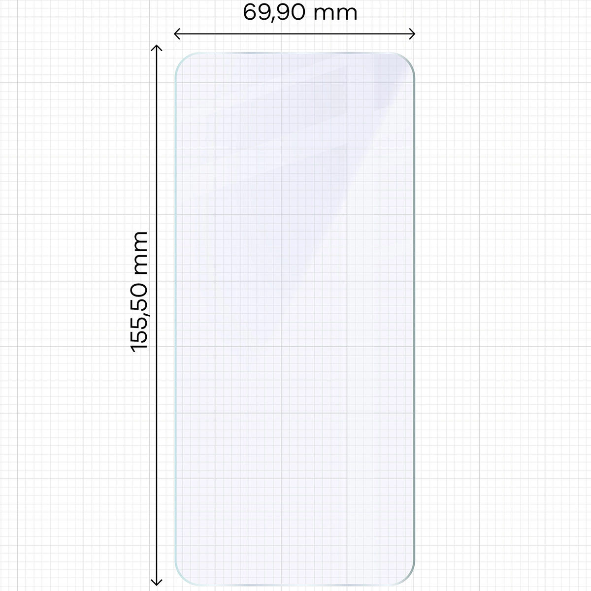 Miarka z wymiarami szkła hybrydowego Bizon Glass Mule Duo do Realme 14 Pro Plus 5G