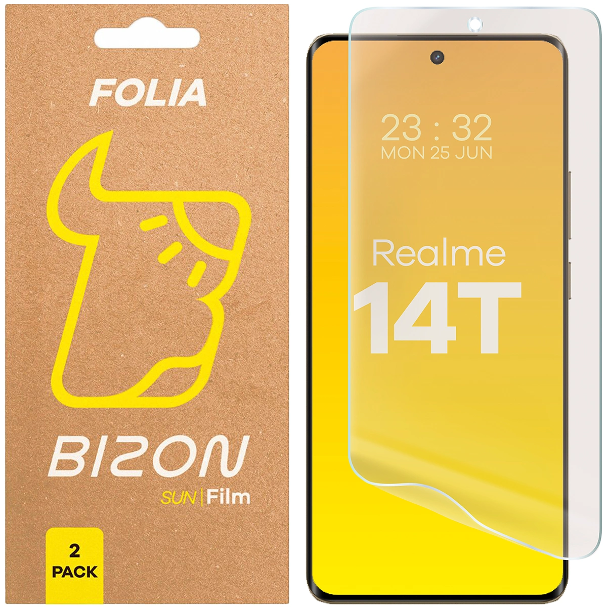 Folia matowa na ekran Bizon Glass Film Sun do Realme 14T 5G, 2 sztuki