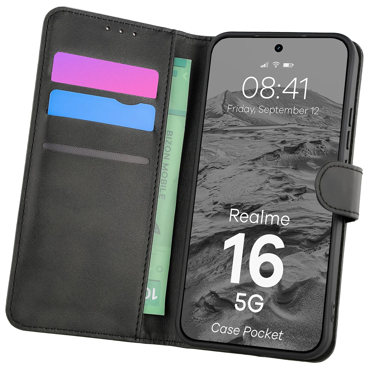 Flip case with card slots Bison Case Pocket for Realme 16 5G