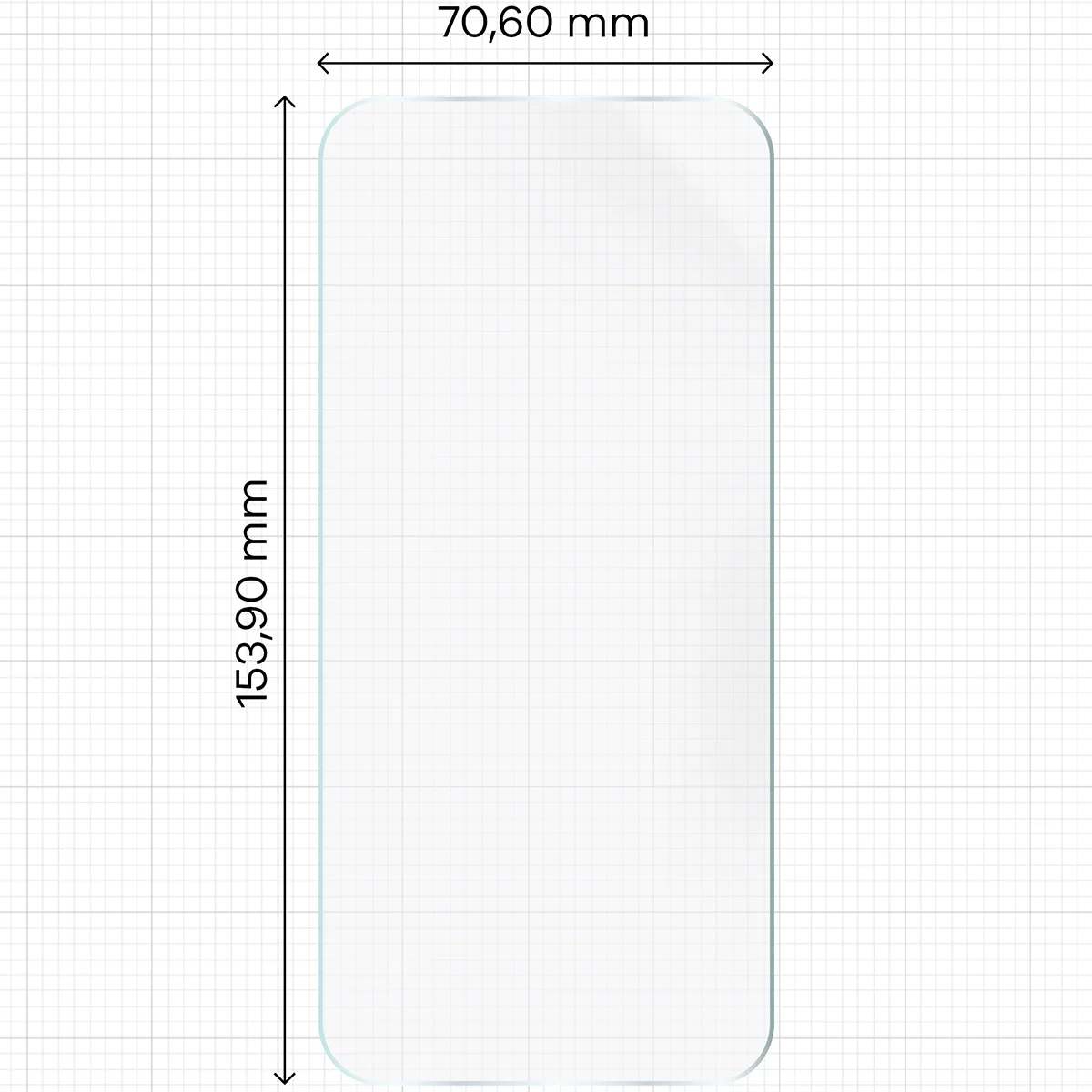 A Bizon Film Hydrogel Front hydrogél fólia méreteit mutató mérőszalag a Realme 16 5G-hez