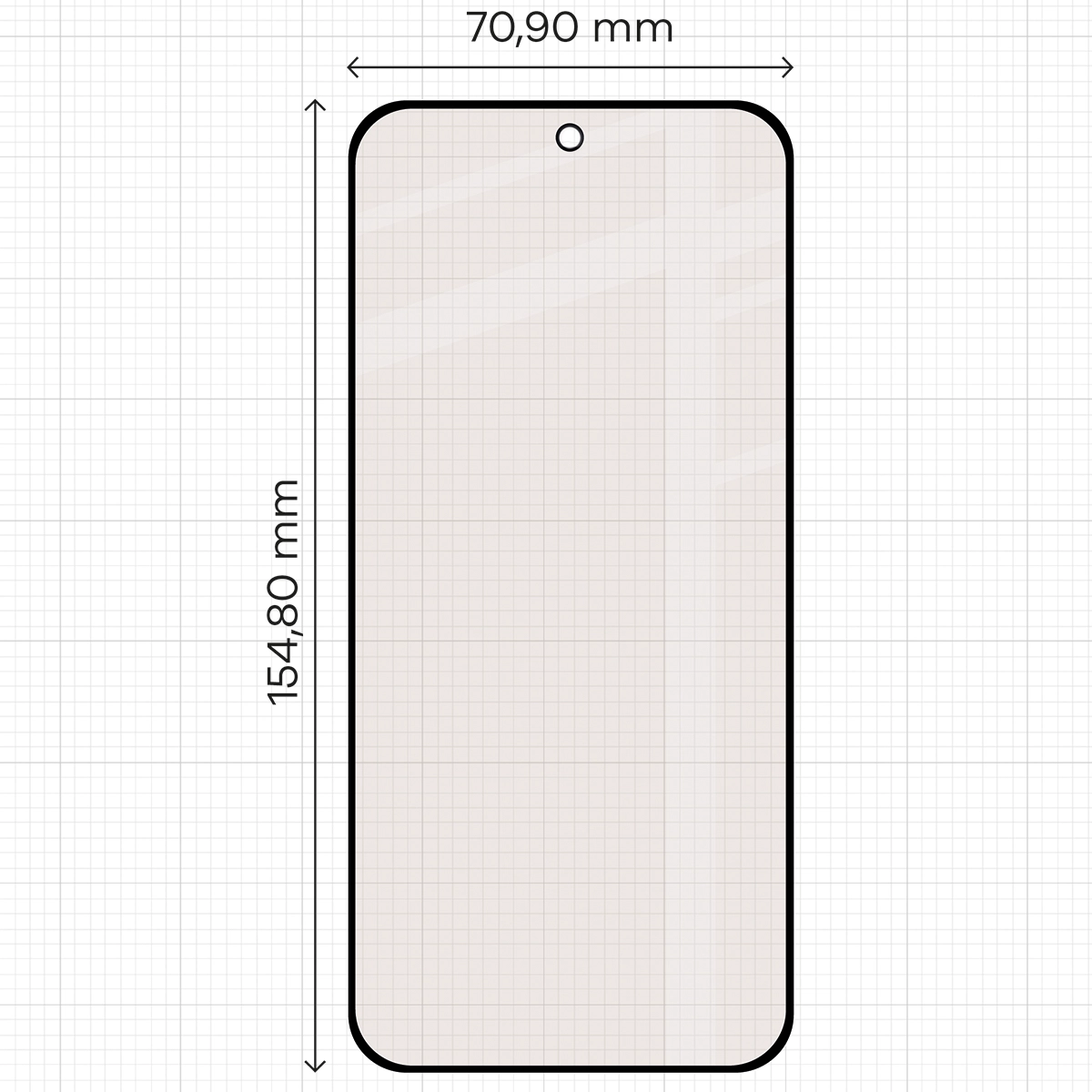 Mérőszalag a matt üveg méreteivel a Bizon Glass Matte Duo a Realme 16 5G-hez