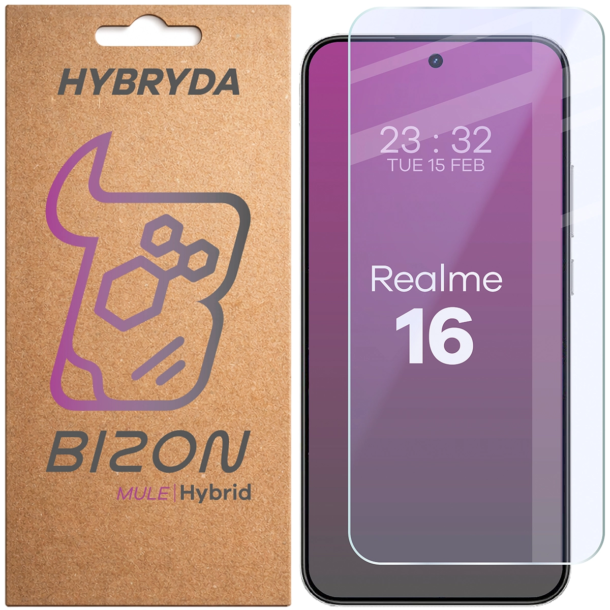 Hibrid üveg a Bizon Hybrid Mule a Realme 16 5G képernyőjére