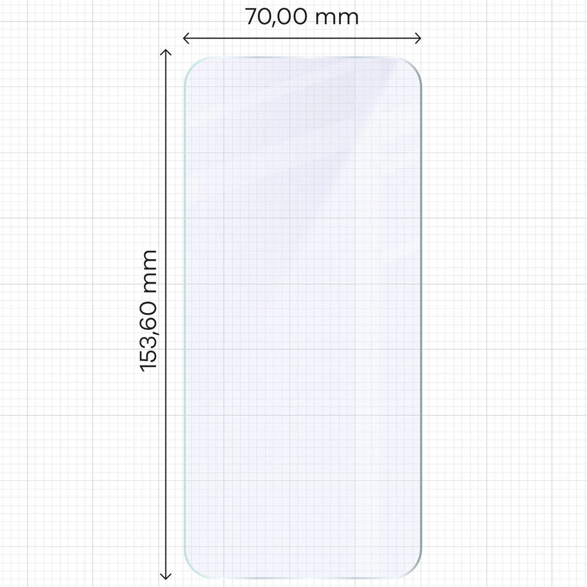 Mérőszalag a Bizon Hybrid Mule hibrid üveg méreteivel a Realme 16 5G-hez