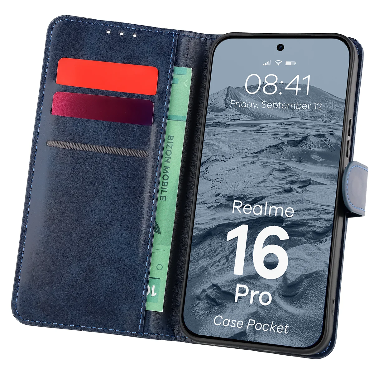 Etui z klapką z miejscem na karty Bizon Case Pocket do Realme 16 Pro 5G