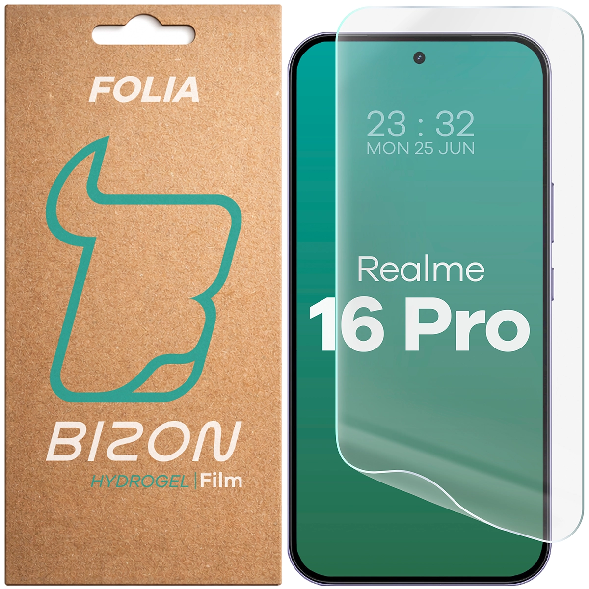 Pudełko i folia hydrożelowa na ekran Bizon Film Hydrogel Front do Realme 16 Pro 5G