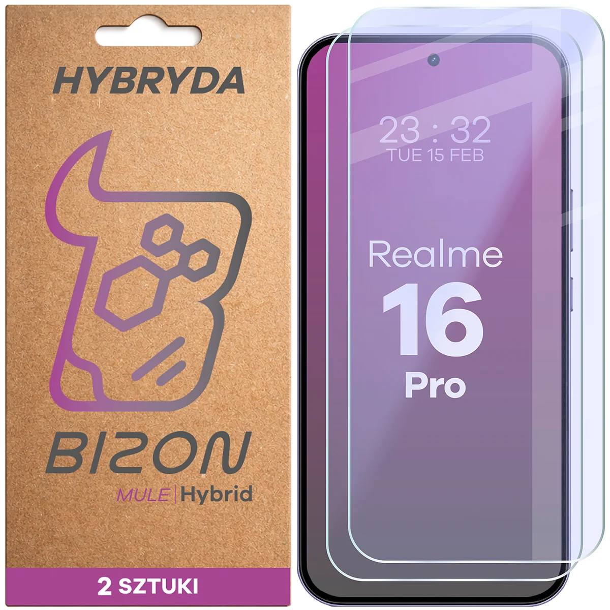 Flexible hybrid glass Bizon Hybrid Mule Duo for Realme 16 Pro 5G, 2 pieces