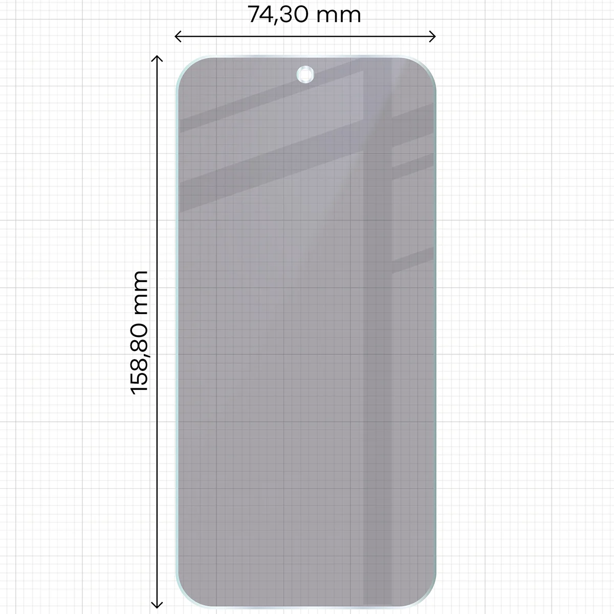 Dimensions of the Bizon Hybrid Shadow glass for Realme 16 Pro 5G