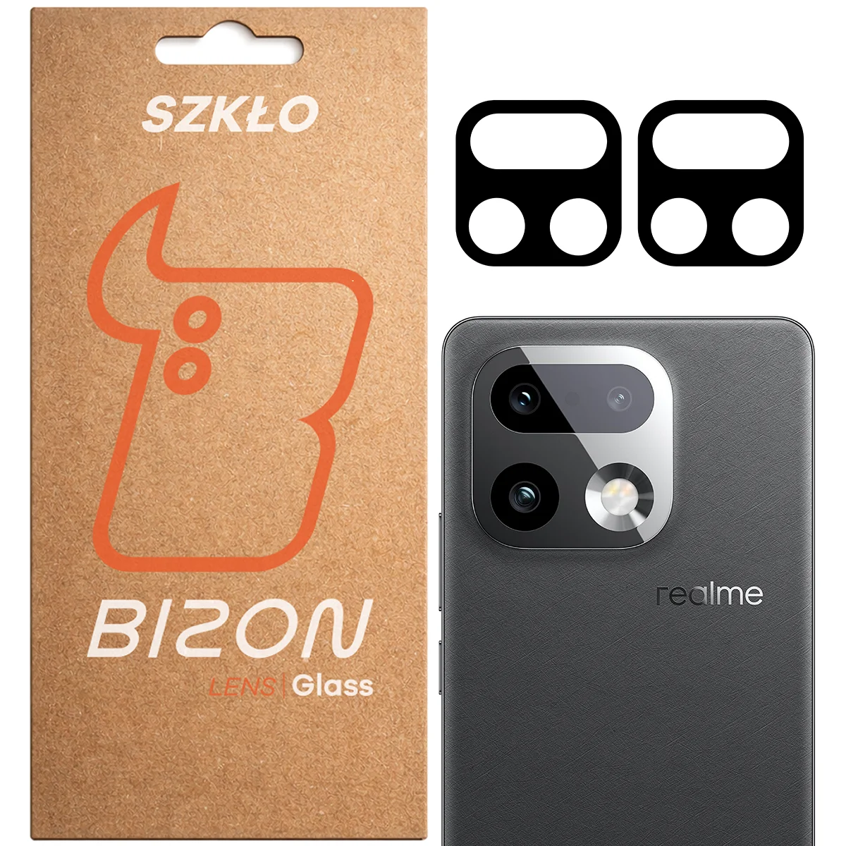 Pudełko i 2 sztuki szkła na aparat Bizon Glass Lens do Realme 16 Pro Plus 5Gi
