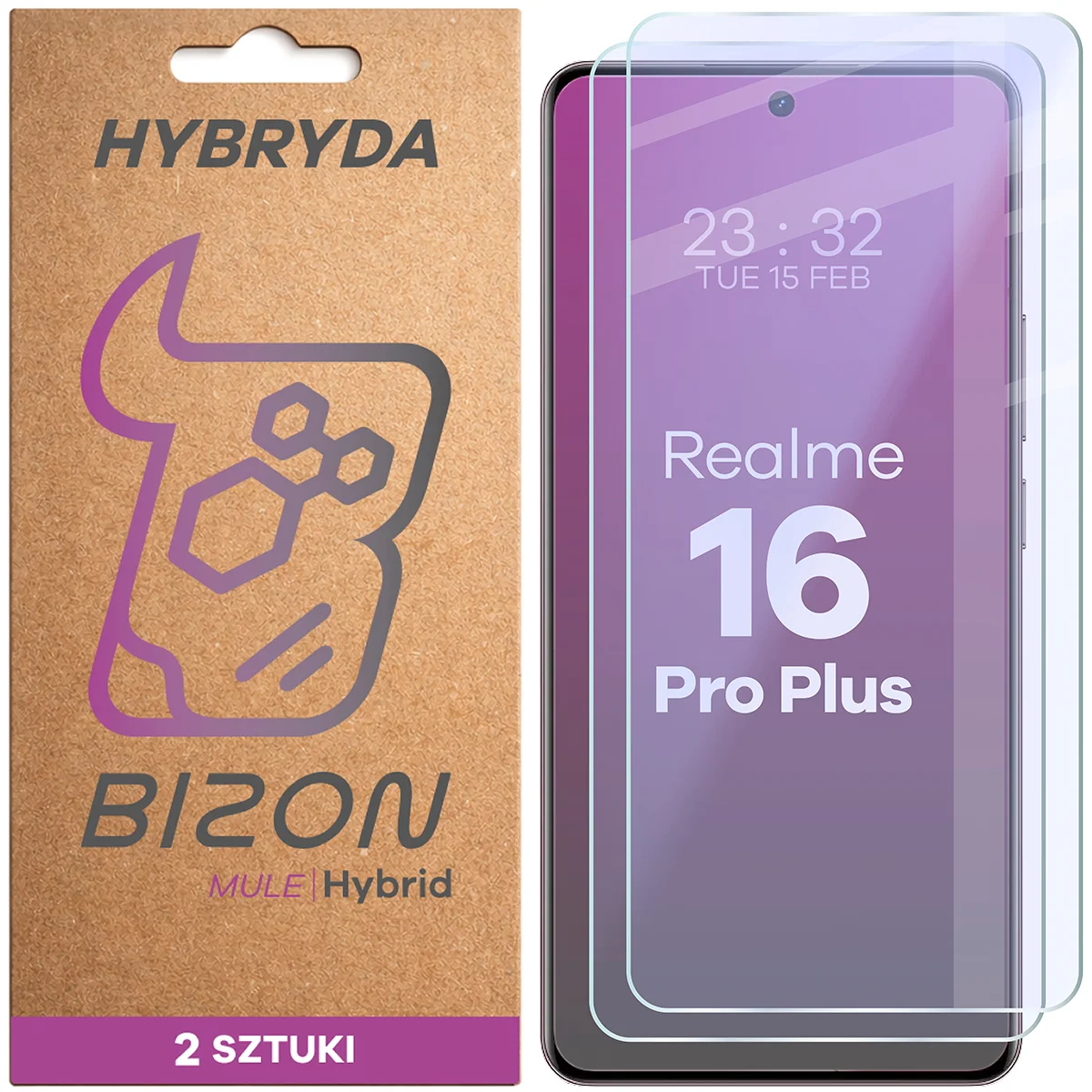 Flexible hybrid glass Bizon Hybrid Mule Duo for Realme 16 Pro Plus 5G, 2 pieces