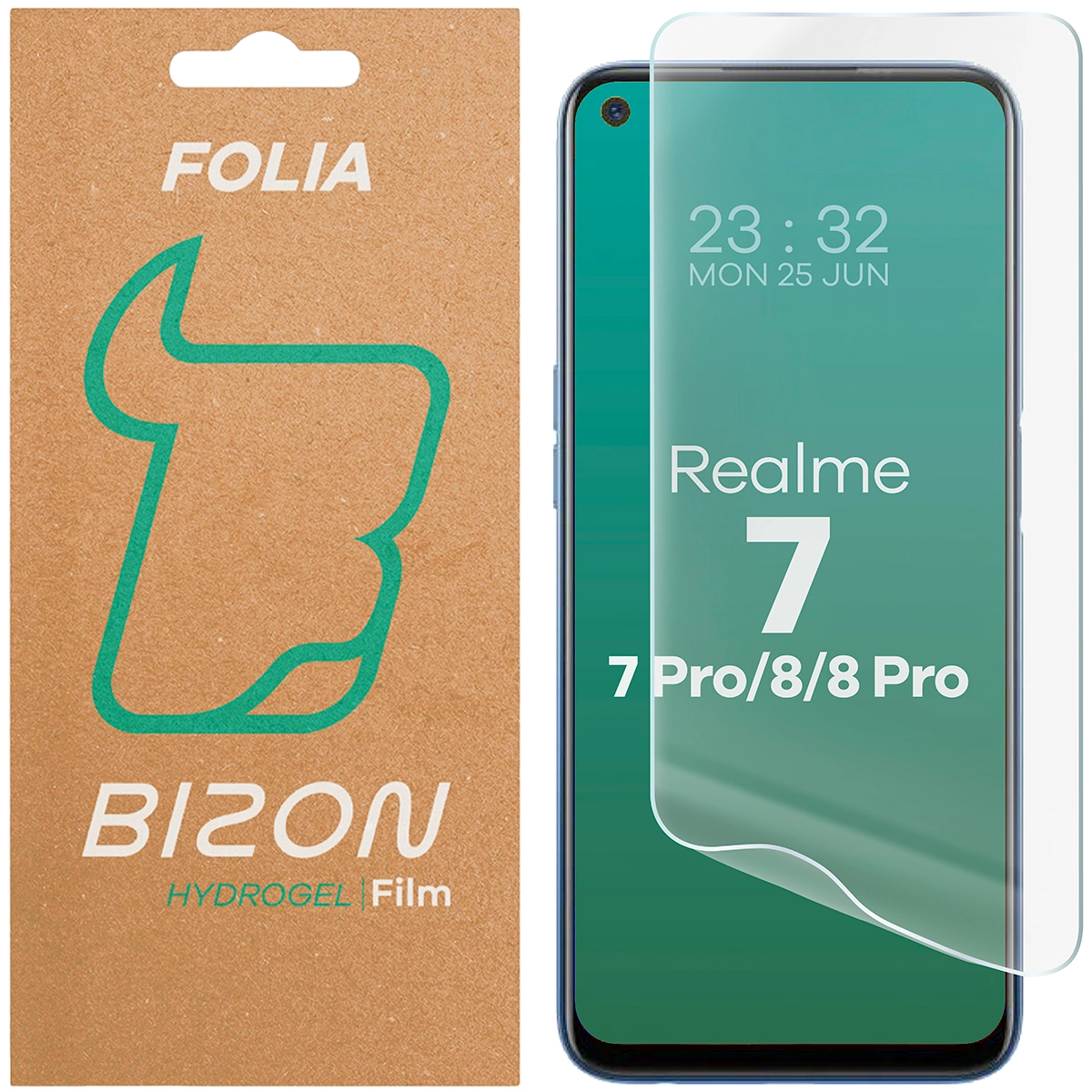Pudełko i folia hydrożelowa na ekran Bizon Glass Hydrogel Front do Realme 8 Pro / 8 / 7 / 7 Pro