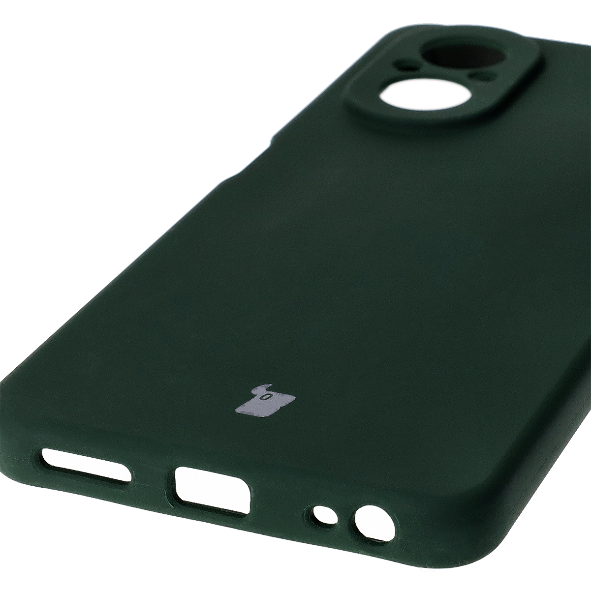 Close-up of precise cutouts and wireless charging capability in Bizon Soft Case