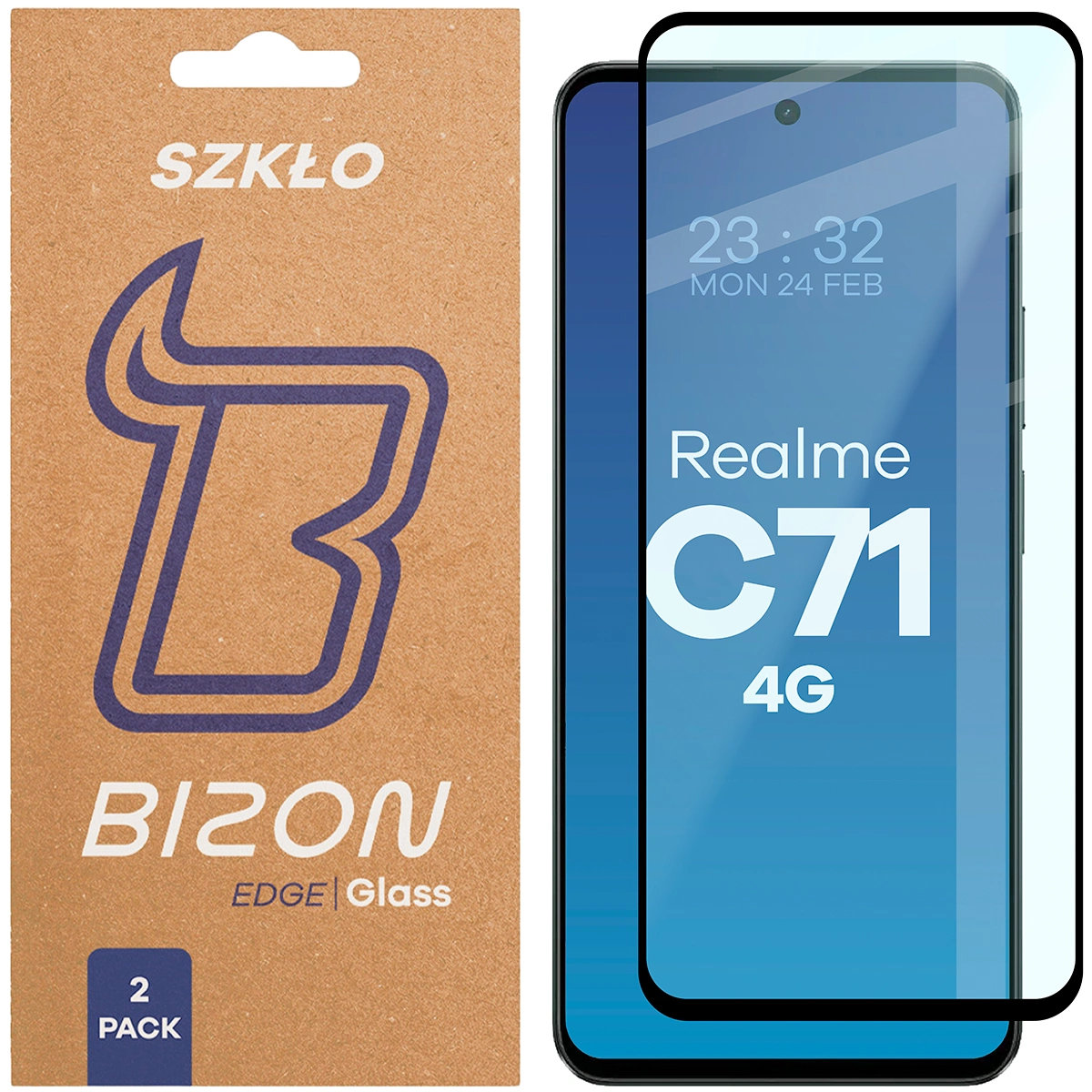 Szkło hartowane na cały ekran Bizon Glass Edge Duo dla Realme C71 4G