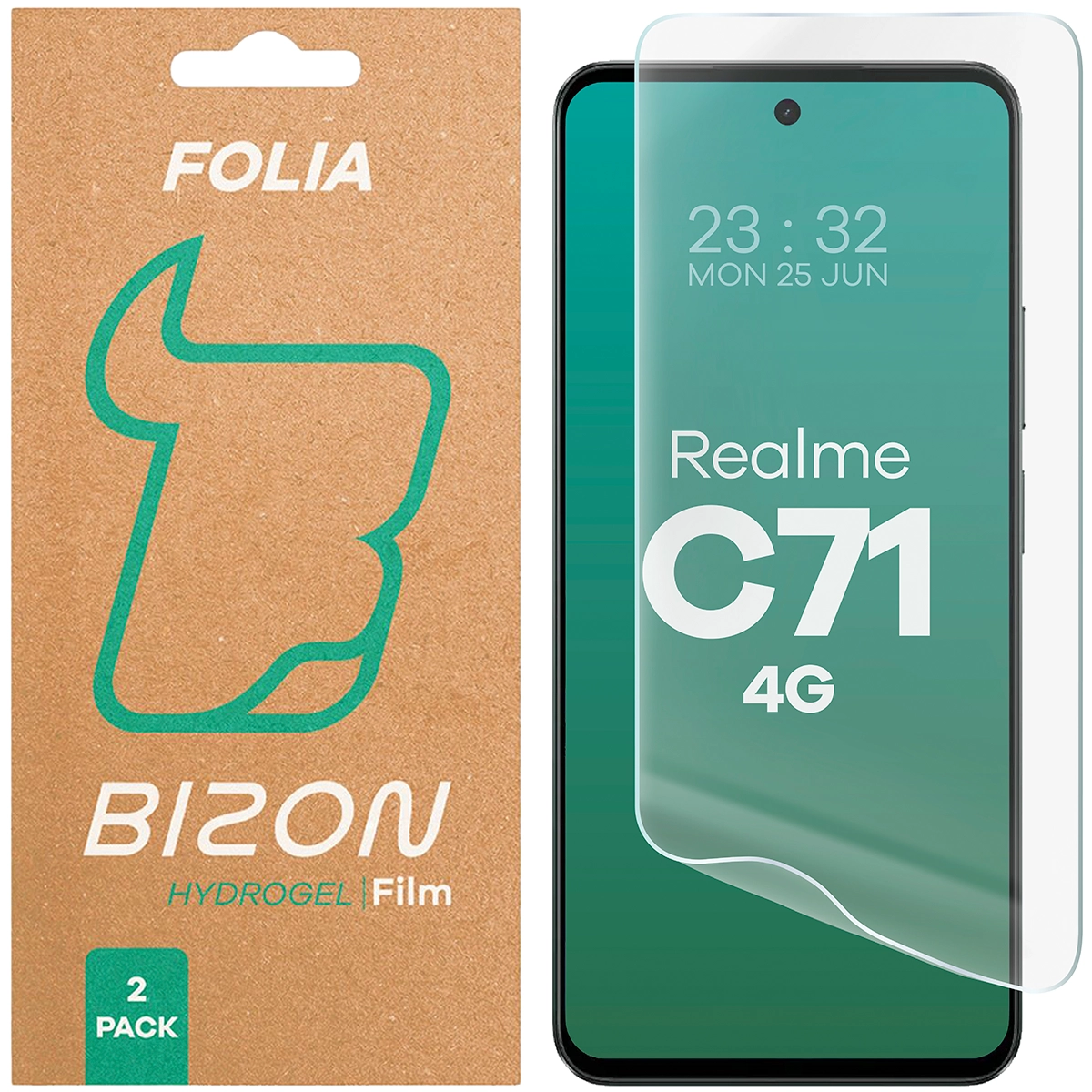 Pudełko i folia hydrożelowa na ekran Bizon Glass Hydrogel Front do Realme C71 4G