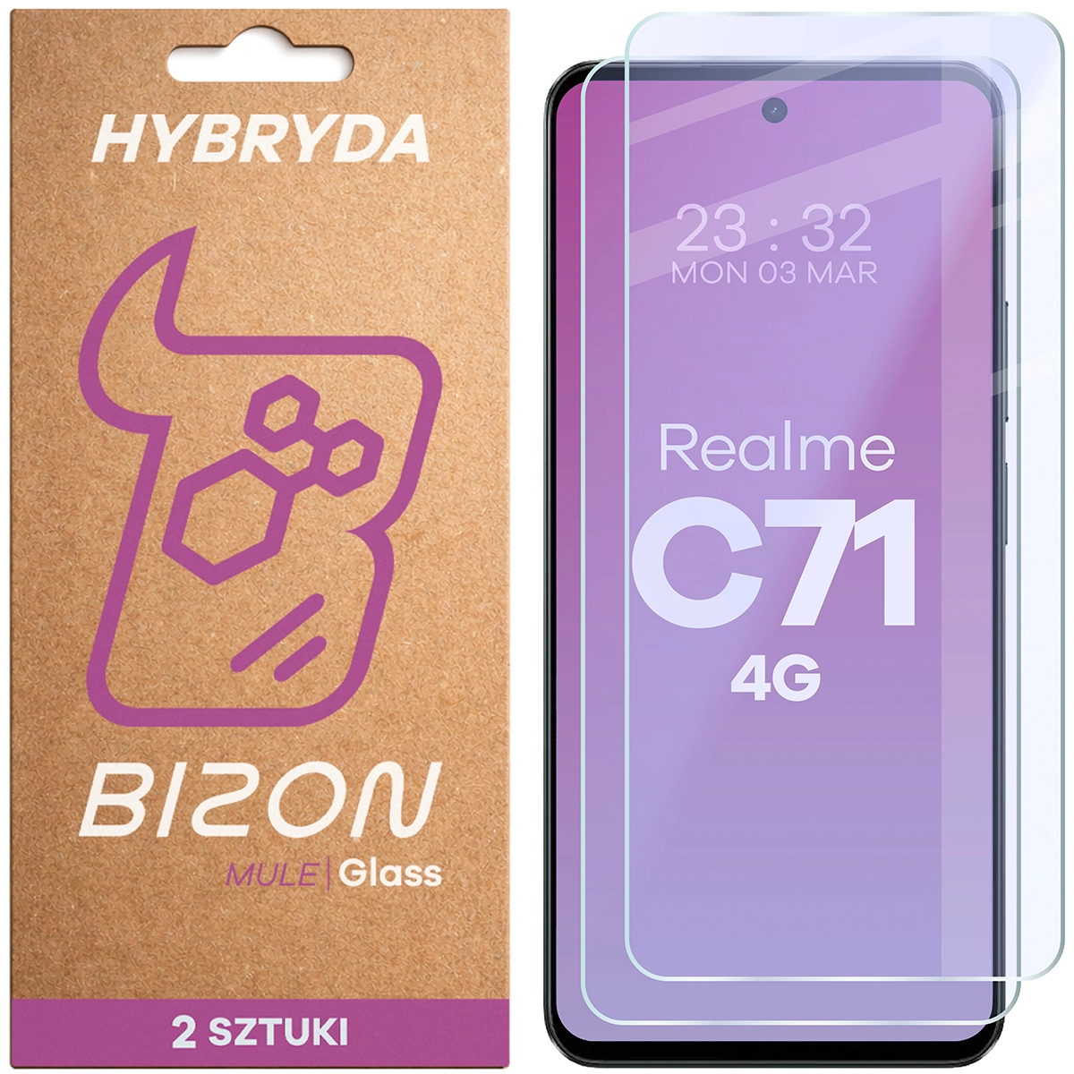 Elastyczne szkło hybrydowe Bizon Glass Mule Duo do Realme C71 4G, 2 sztuki