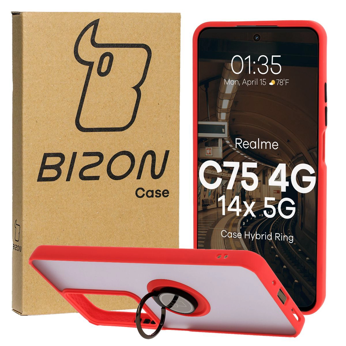Fingerhalter Etui Bizon Case Hybrid Ring für Realme C75 4G / Realme 14x 5G