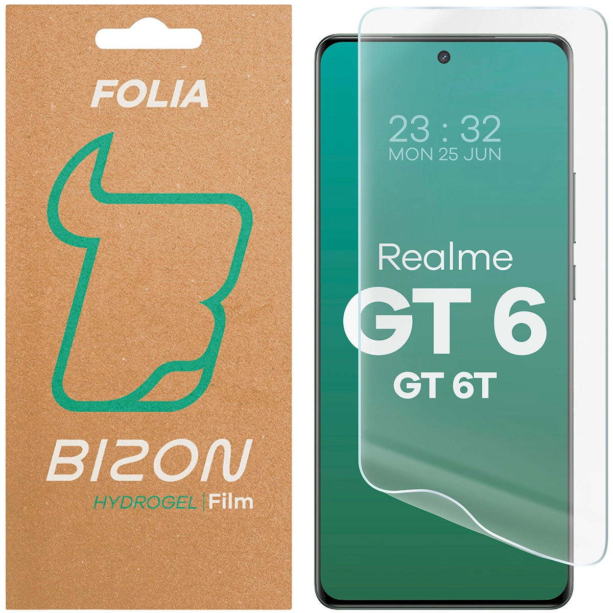 Pudełko i folia hydrożelowa na ekran Bizon Glass Hydrogel Front do Realme GT 6  / GT 6T