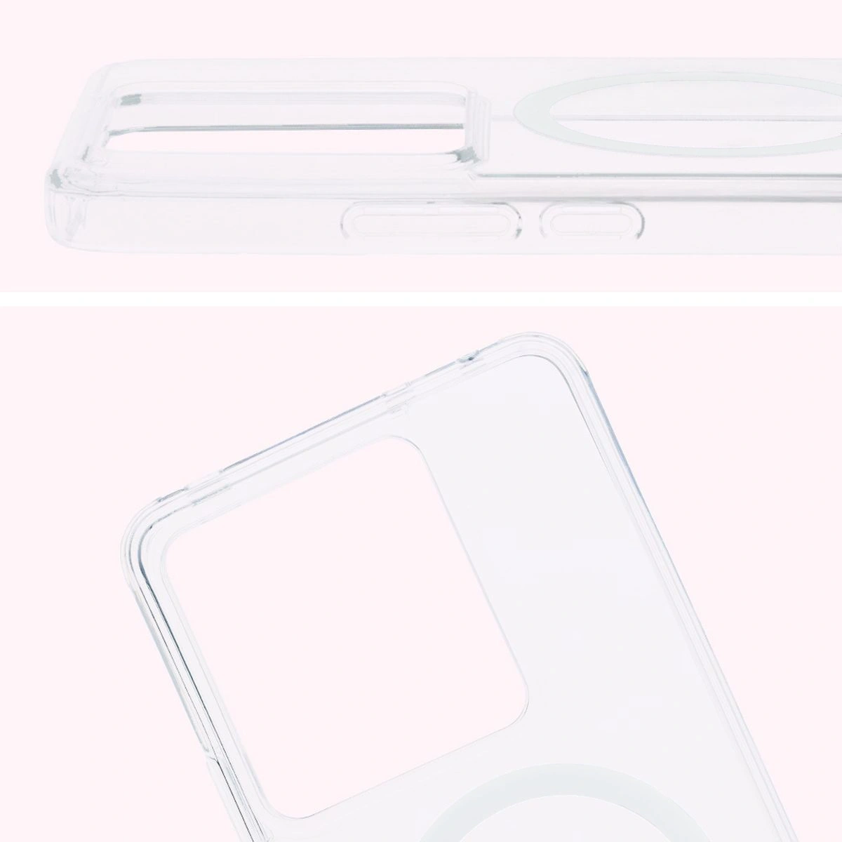 Pełne wycięcie i podwyższone krawędzie aparatu w etui Bizon Case CrystalO do Realme GT 7 / 7T