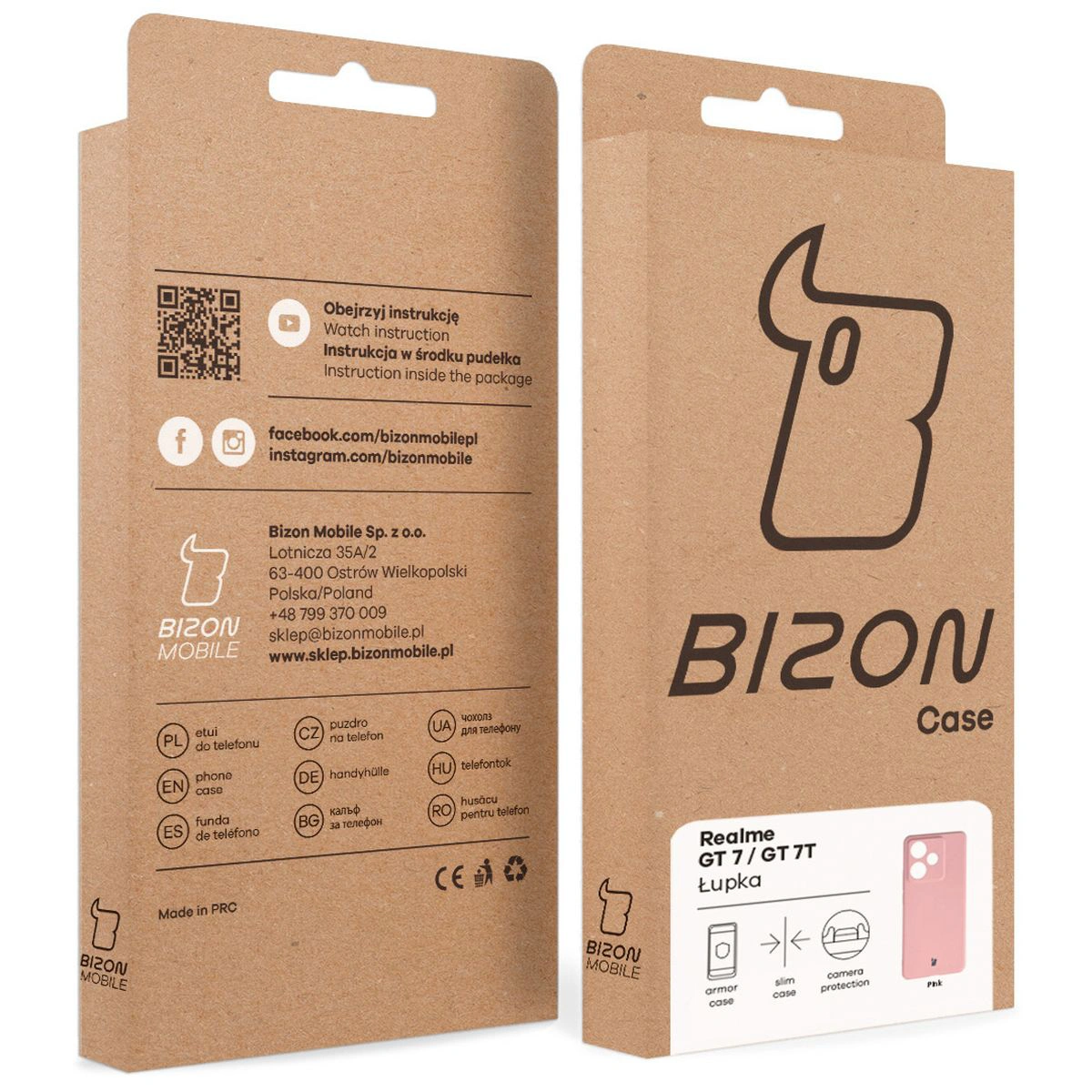 Kraft box for Bison Case with a dedicated label for Realme GT 7 / Realme GT 7T