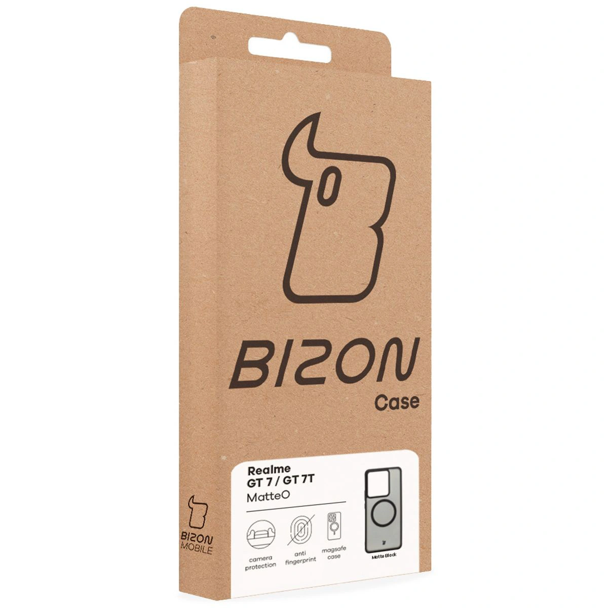 Przód pudełka Bizon Case z dedykowaną etykietą do Realme GT 7 / Realme GT 7T