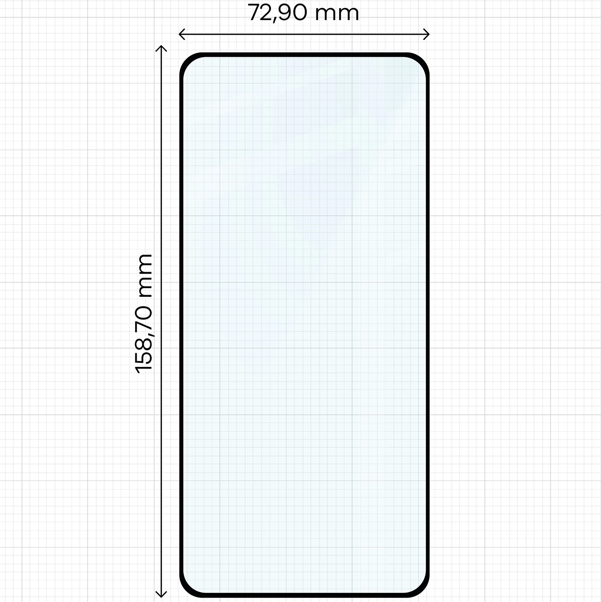 Miarka z wymiarami szkła hartowanego Bizon Glass Edge 2 do Realme GT 7 / Realme GT 7T
