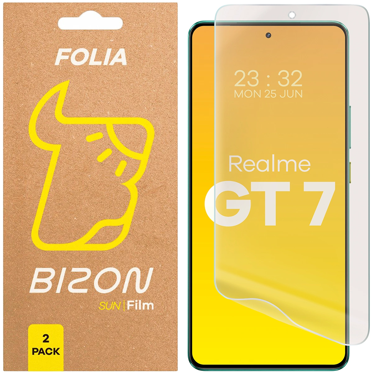 Folia matowa na ekran Bizon Glass Film Sun do Realme GT 7, 2 sztuki