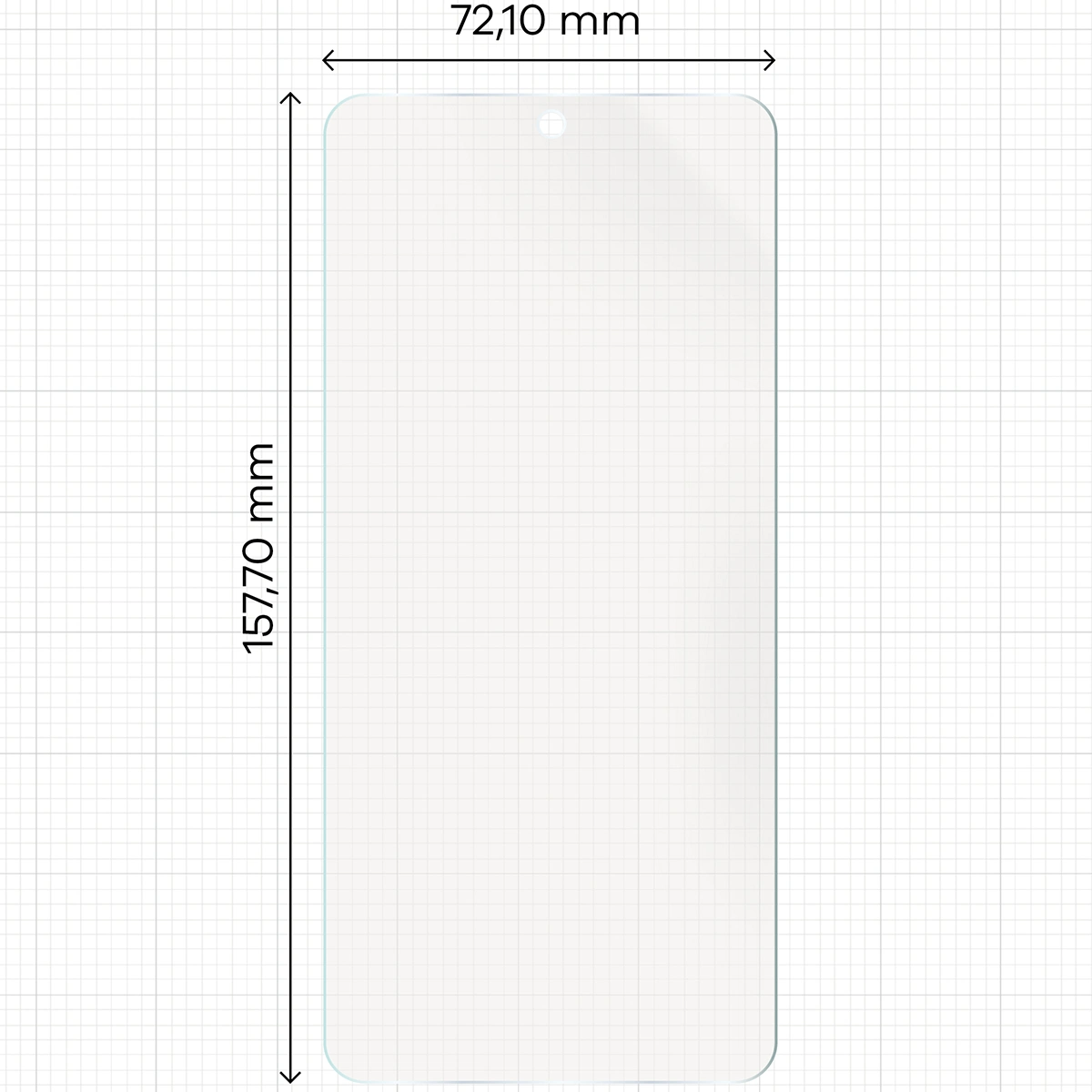 Miarka z wymiarami folii matowej Bizon Glass Film Sun do Realme GT 7