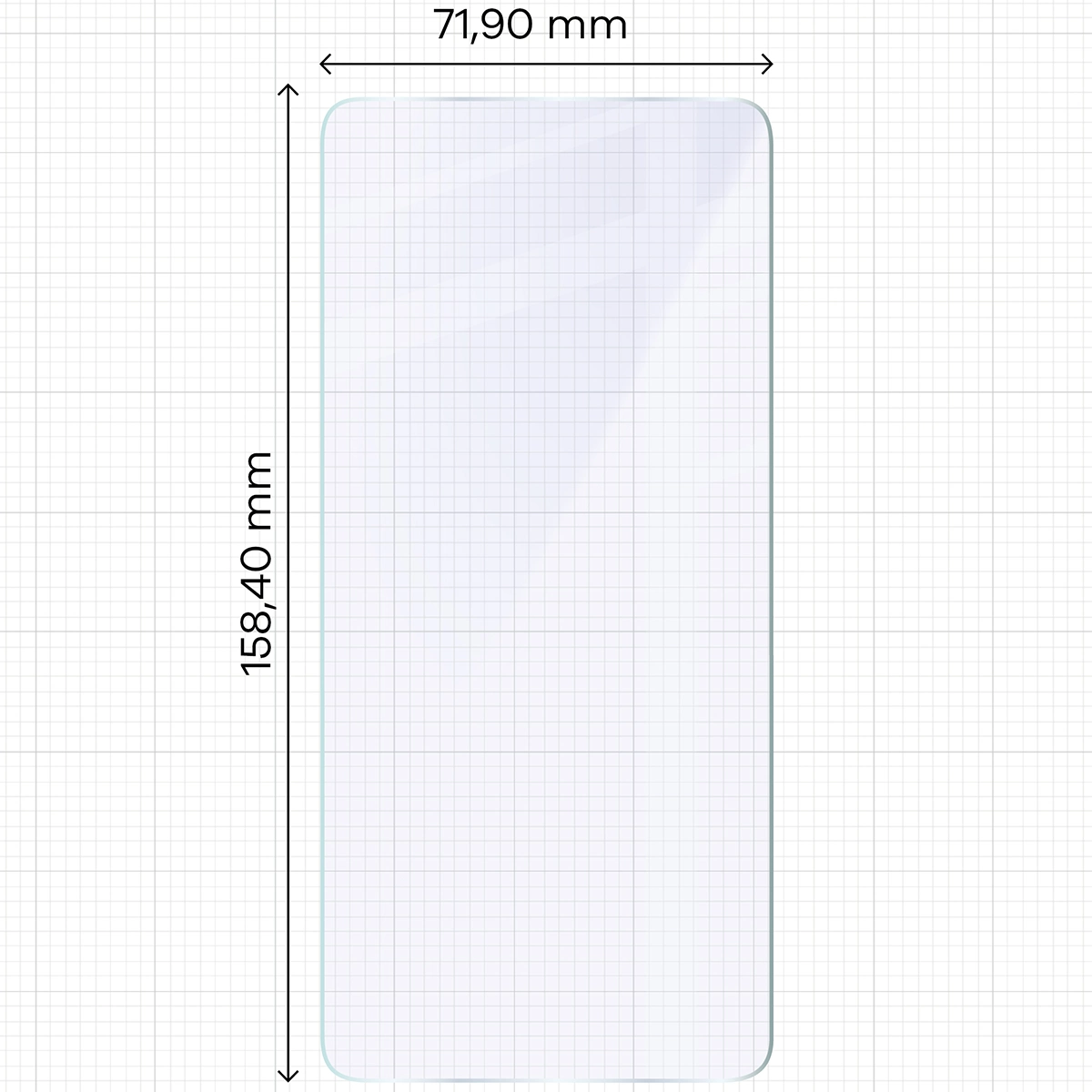 Miarka z wymiarami szkła hybrydowego Bizon Glass Mule do Realme GT 7