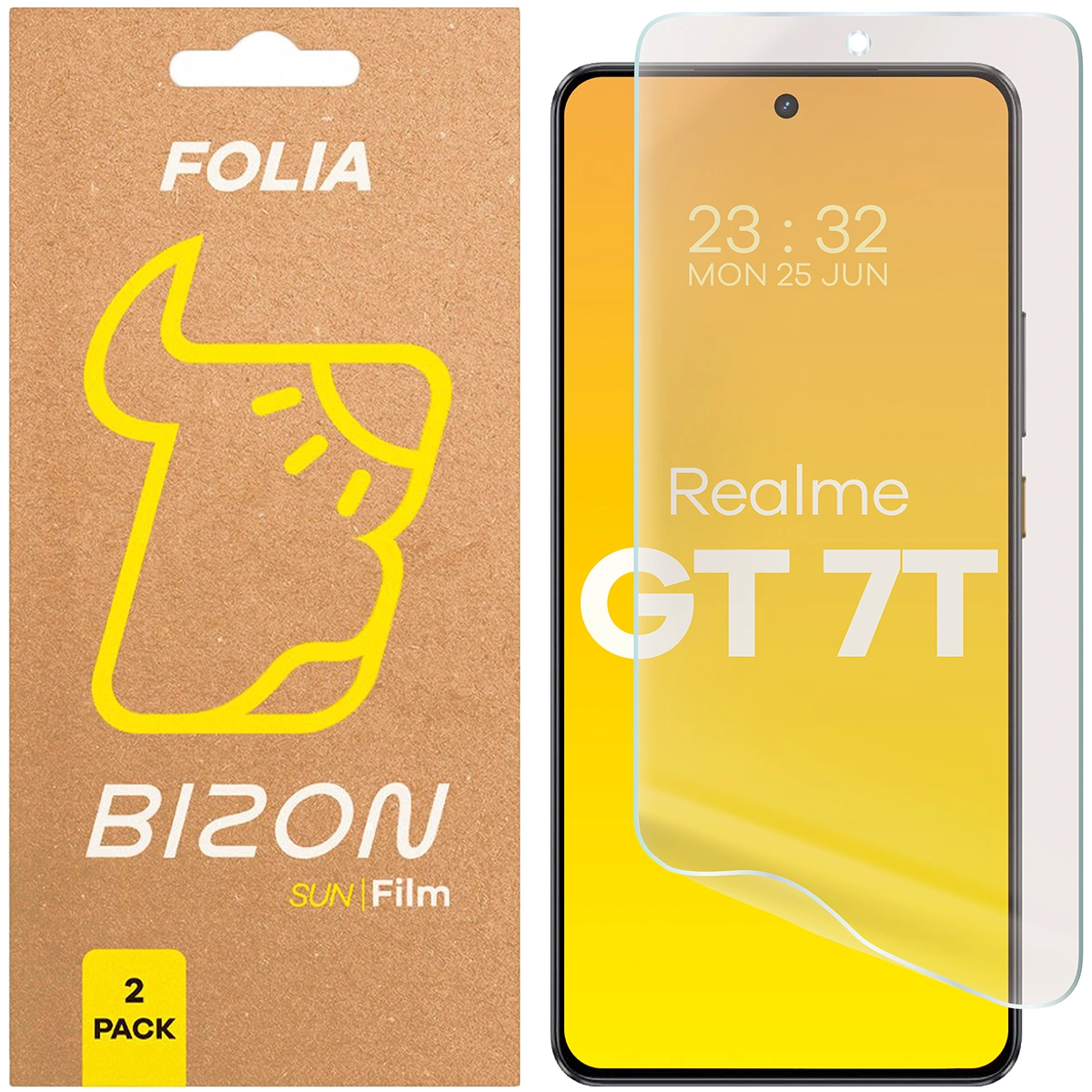 Folia matowa na ekran Bizon Glass Film Sun do Realme GT 7T, 2 sztuki
